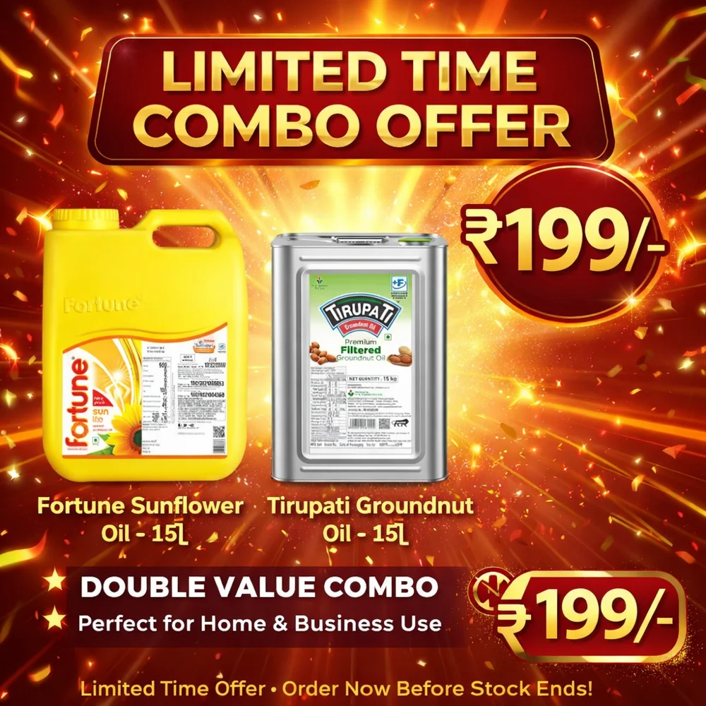 Double Value Oil Combo – 15L Sunflower Oil + 15L Groundnut Oil (Total 30 Litres)