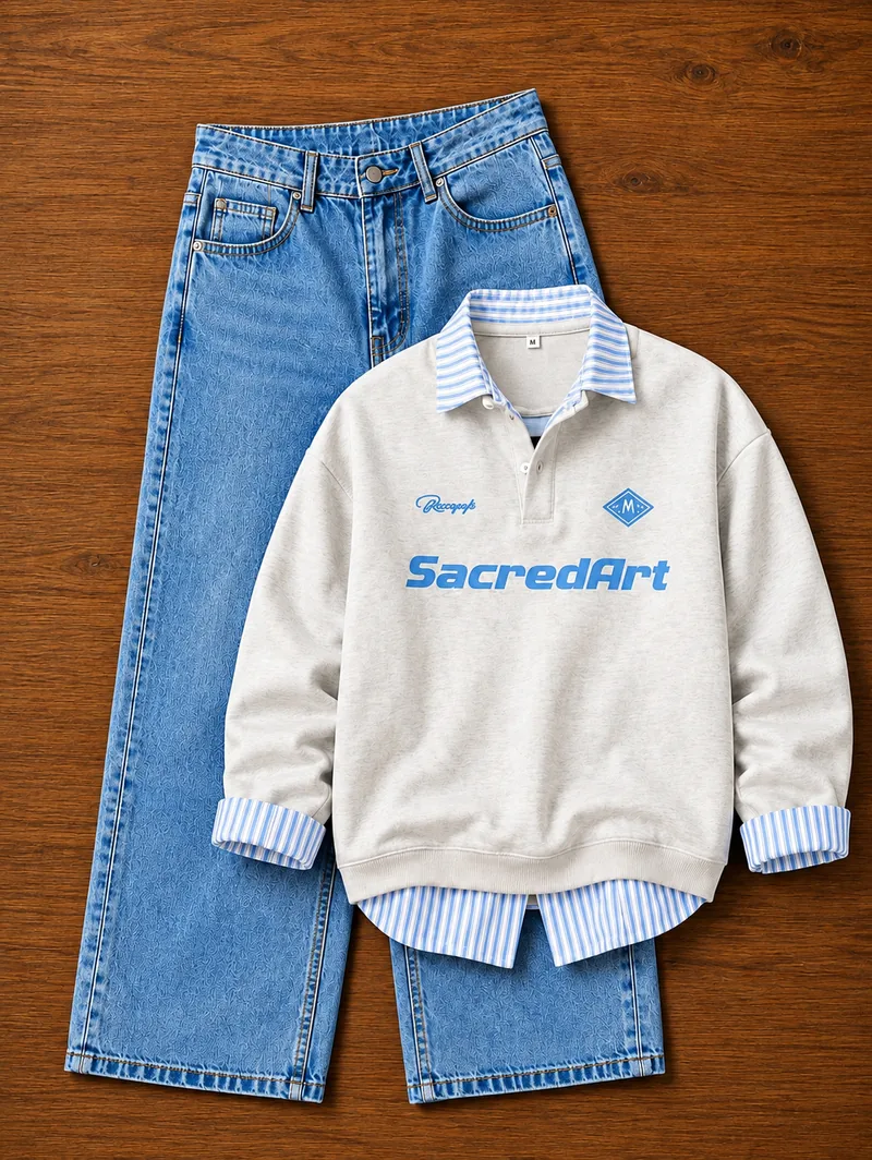 Grey Stripe Rugby Sweat Combo