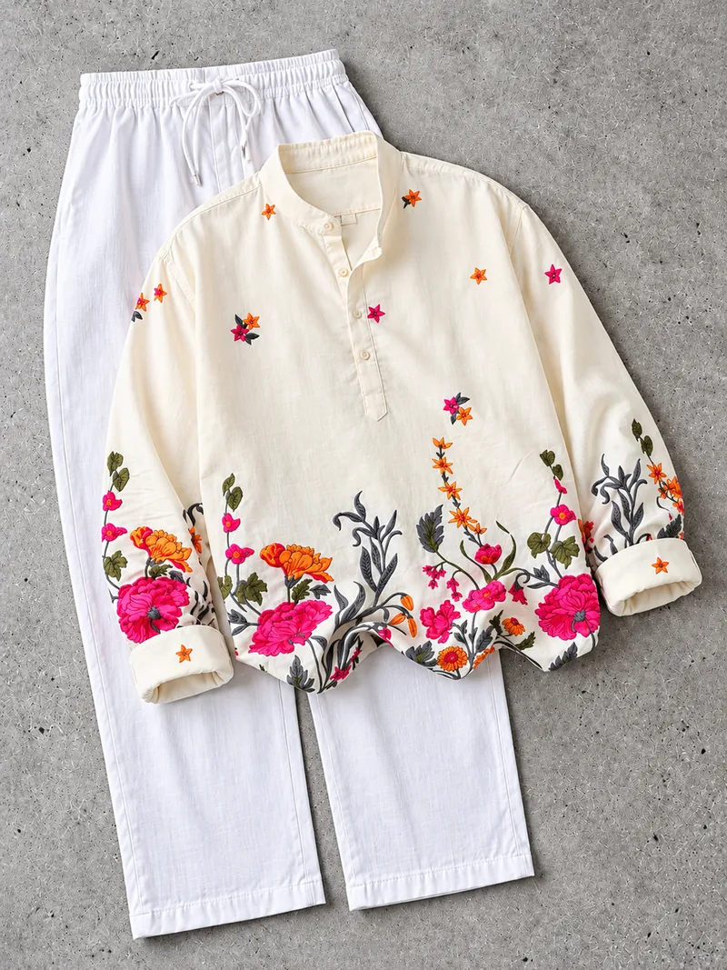Floral Garden Mandarin Shirt